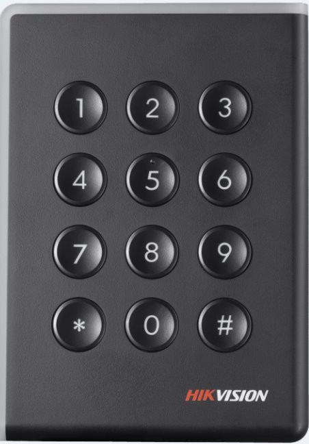 DS-K1108AMK, HIKVISION, Claviers à codes, Lecteurs de proximité, Contrôle d'accès, Format du lecteur de badges : ISO/IEC 14443A, Indice de protection IP : 65, Interface Wiegand : 26 bits, 32 bits, Clavier : Oui, Type de lecteur de cartes : NFC, MiFare 13.56MHz 1K/4K, Garantie : 3 ans, Réf. fabricant : 302917287, 