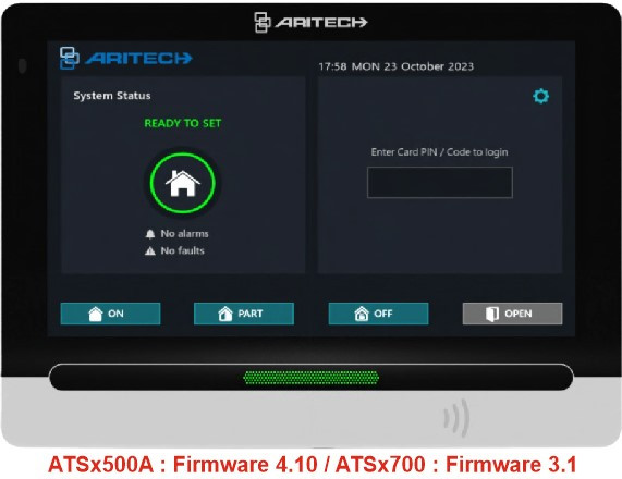 ATS1140, ARITECH, Claviers et lecteurs, ATS ADVANCED, Intrusion, Ecran tactile : Oui, Compatible avec centrale(s) : ATS Advanced x500A, Everon x700, Lecteur de proximité intégré : Oui, Ecran LCD : Oui, Garantie : 2 ans, 