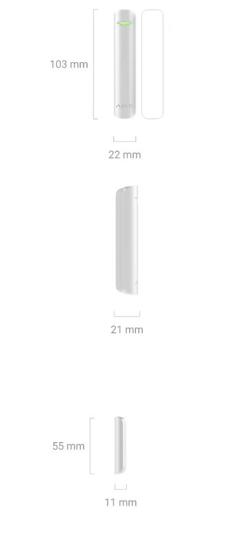 Superior DoorProtect Plus Jeweller-W, AJAX, Détecteurs de chocs, Contacts magnétiques, Intrusion, Fréquence radio [MHz] : 868, Compatible avec centrale(s) : AJAX Hub Hybrid, Hub 2, Hub 2 plus, Récepteurs radio compatibles : ReX, ReX 2, Piles : 1x CR123A, Garantie : 2 ans, Réf. fabricant : 133198.21.WH1, 