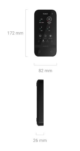 KeyPad TouchScreen-W, AJAX, Bedienteile und Leser, Einbruch, Proxleser integriert : Ja, Batterie : 6x 1,5V AA, Funk-Typ : Bidirektionale, Funkfrequenz [MHz] : 868, Garantie : 2 Jahre, Hersteller Ref. : 58455.148.WH1, 