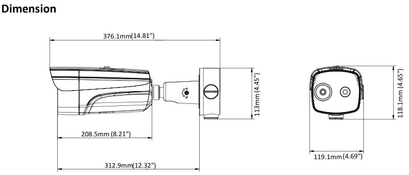 DS-2TD2637B-10/P, HIKVISION, Bulletcameras, Thermal cameras, Thermography, Videosurveillance, High security, Thermal resolution : 384 x 288, Multi Lense : Yes, Thermal Field of View : 37.7° x 27.7°, Temperature measurement range : 30 to 45°C, Tolerance of temperature measurement : +/- 0,5 degree, Warranty : 6 months, Manufacturer ref. : 305401179, 