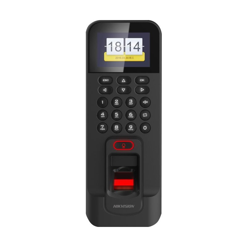 DS-K1T804BMF, HIKVISION, Keypads, Biometric readers, Proximity readers, Access Control, POE Interface : None, Network Interface : 1x RJ-45 10/100 Mbps Ethernet, Supervision software compatibility : iVMS-4200, Biometric identification : Fingerprint, LCD display : 2.5" Color, Manufacturer ref. : 302918016, 