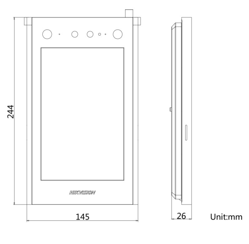DS-KD9403-E6(O-STD), HIKVISION, Biometric readers, Facial recognition, Access Control, High security, Videosurveillance, POE Interface : None, Network Interface : 2x RJ-45 10/100/1000 Mbps Ethernet, Supervision software compatibility : HikCentral, HIK-Connect, HIK-Partner PRO, iVMS-4200, Biometric identification : Face recognition, LCD display : 8'' 1280x800 Multi-Touch, Manufacturer ref. : 305302789, 